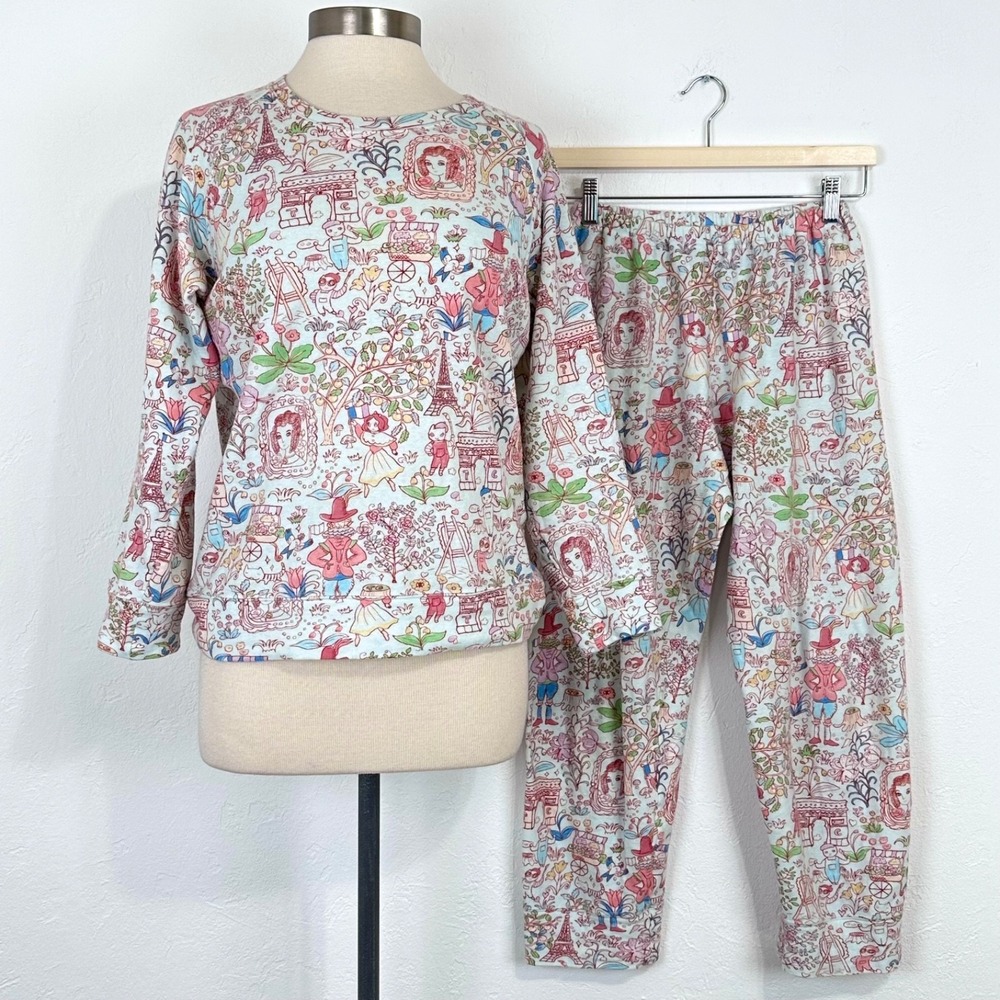Tsumori Chisato Sleep Whimsy Twee Pajama Set Sz Small Top Bottom Paris Print